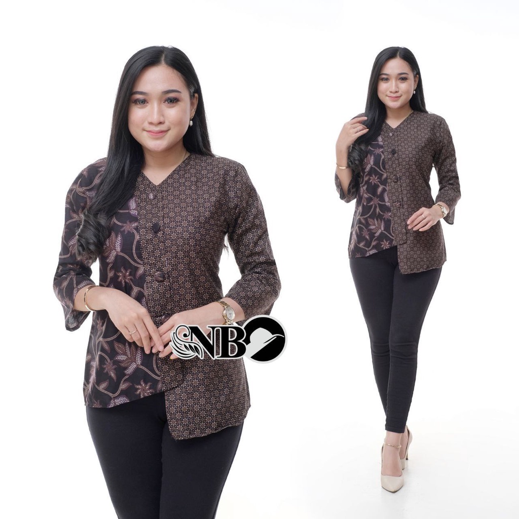 Baju Batik Wanita Modern Atasan Blouse Batik Kerja Wanita Kantor M L XL XXL