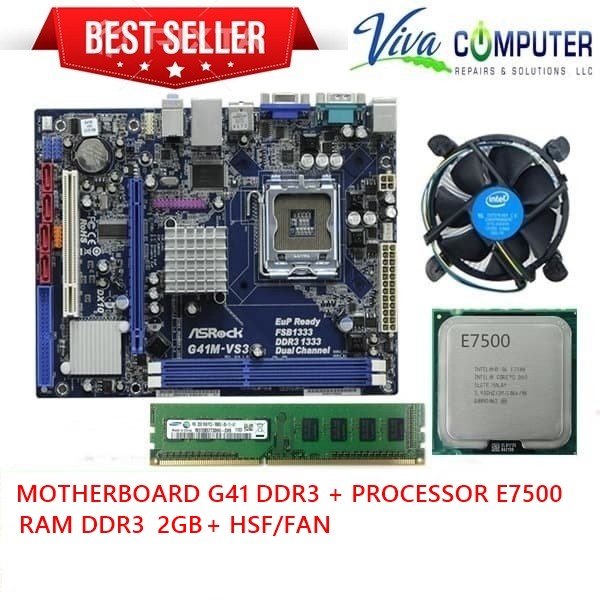 Motherboard Mobo G41 DDR3 LGA775+E7500+RAM 2GB+FAN/Paketan motherboard mobo G41 DDR3 + PROCESSOR E75