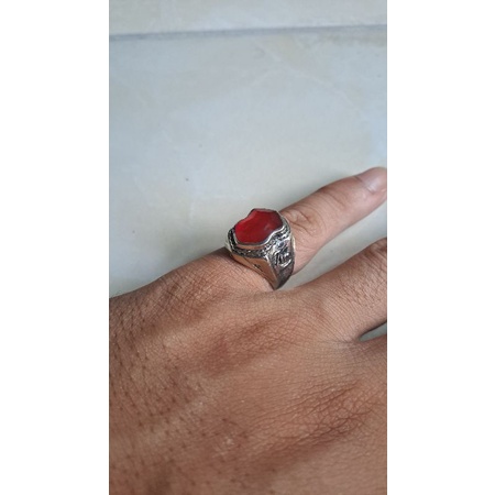 cincin terompah nabi batu sintetis merah