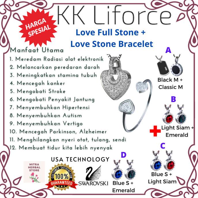 Promo Kalung Kesehatan KK Liforce ( 4 Pcs) Love Full Stone + Crystal