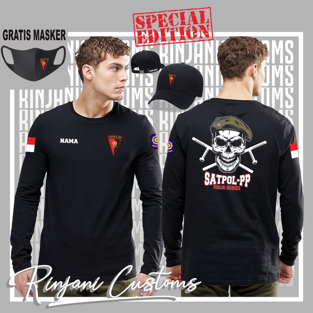 KAOS POL PP GRATIS NAMA DAN MASKER-KAOS POLISI PAMONG PRAJA-KAOS SATPOL PP
