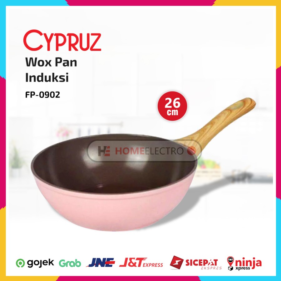 Cypruz Pink Fry Wok FP-0902 Wok Pan Induksi Ceramic Coating 26 cm