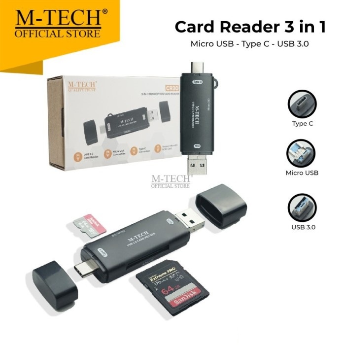 M-Tech Card Reader 3 in 1 CR30 with OTG