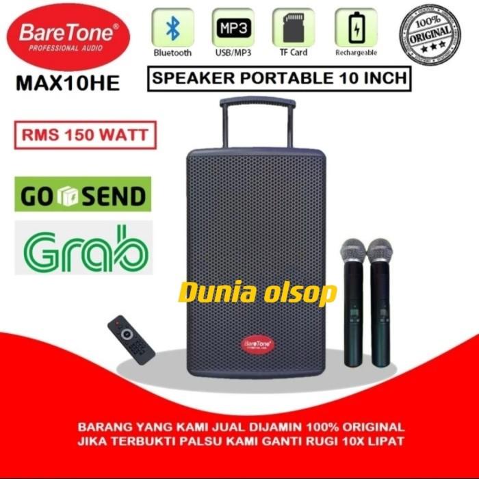 speaker portable baretone max10he 10inch tws bluethoot original