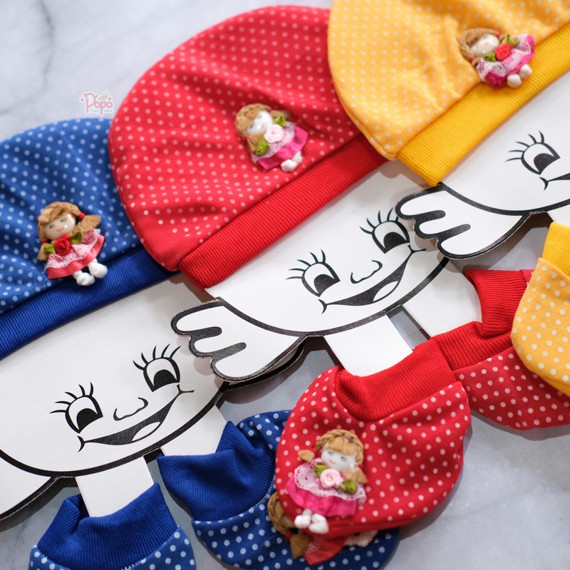 Topi Bayi Newborn Set Kaos Kaki (SNI)/ Topi Set Kaos Kaki