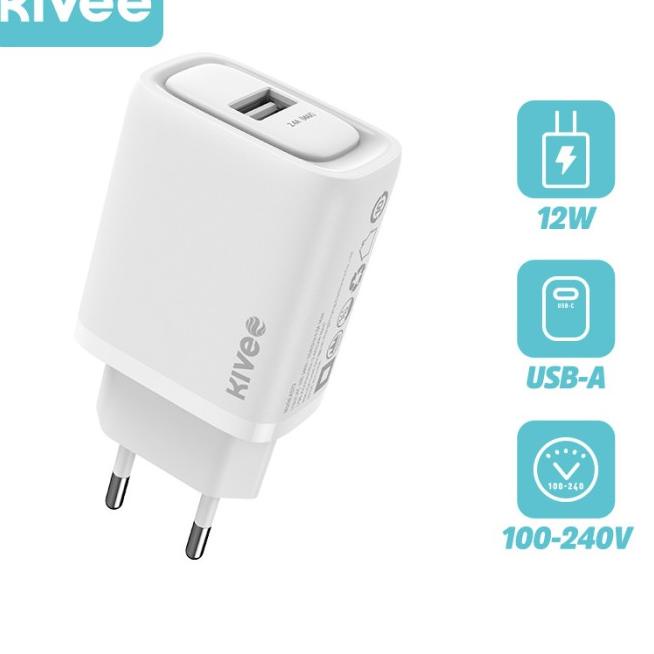 KIVEE Kepala Charger USB 5V/2.4A Charger Handphone single port - Putih