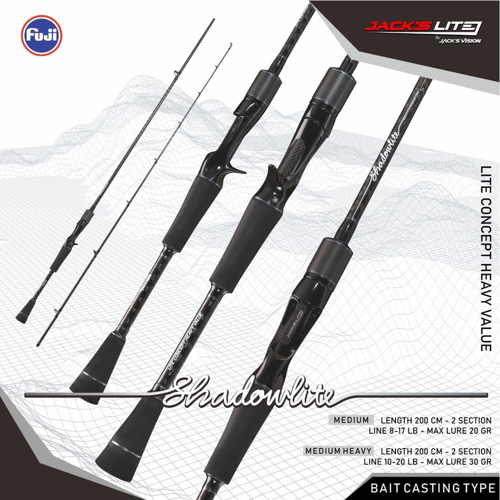 Jack's Vision Jackslite Shadowlite Baitcasting BC Rods Joran Pancing