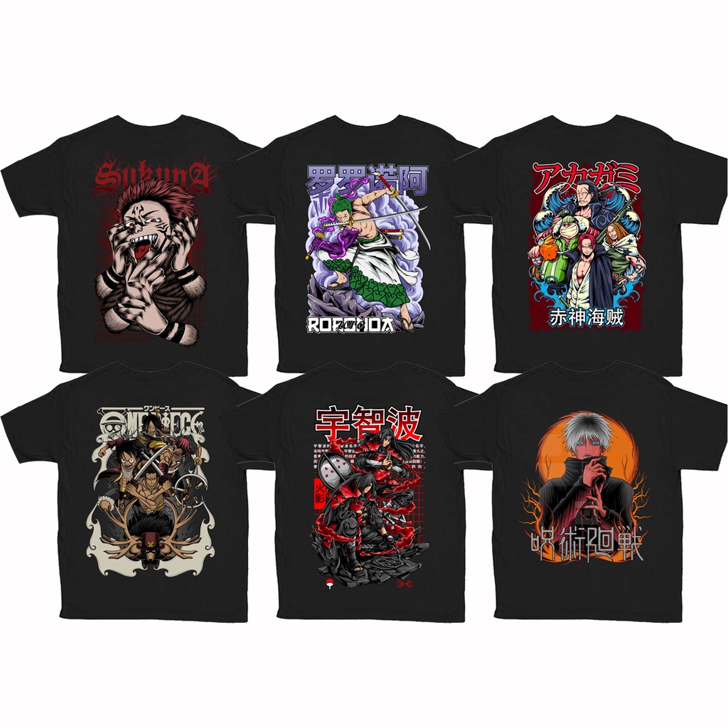 Kaos Anime Manga Monkey Red Film Luffy One Piece Pirate Akagami Roronoa Zoro Kaos Ryoman Sukuna Jujutsu Kaisen Satoru Gojo Kaos Senjua x Madara Uchiha Naruto SIGN CLOTH