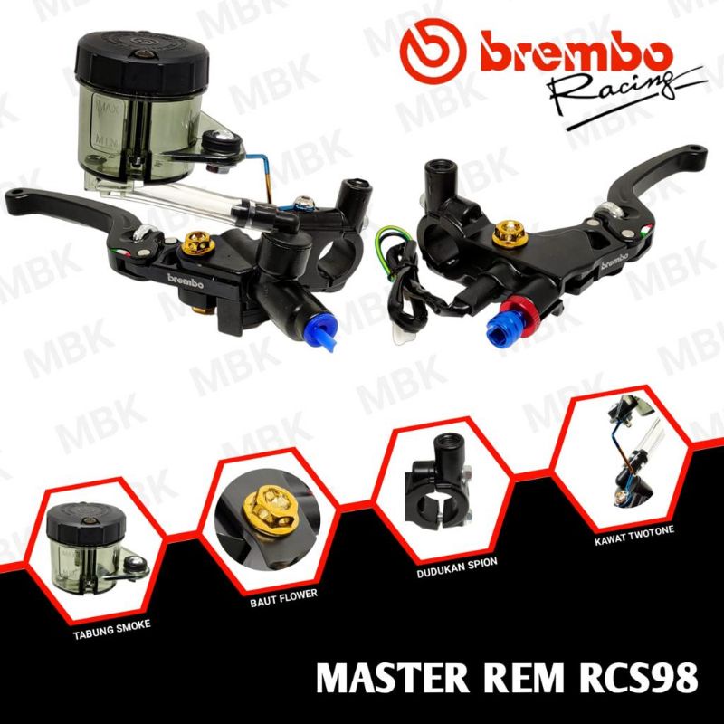 MASTER REM BREMBO RCS98 1 TABUNG BIG SMOKE PLUS BREKET SEMUA MOTOR