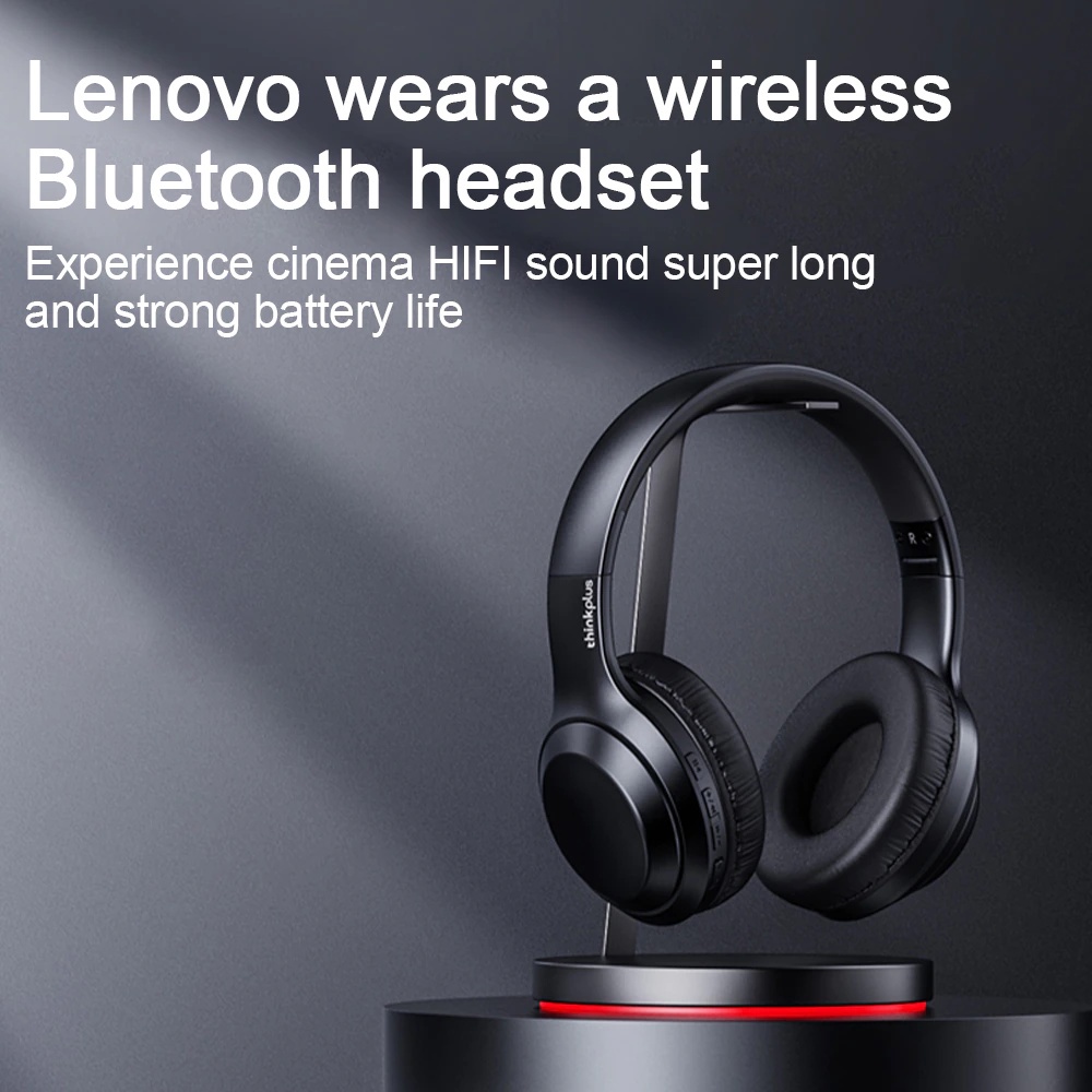 {Free Stiker} Lenovo TH10 Headphone Bluetooth Wireless Headset Earphone V5.0 - Hitam