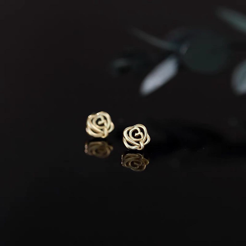 Anting Tusuk Sterling Silver 925 Desain Bunga Mawar Mini Simple Untuk Wanita