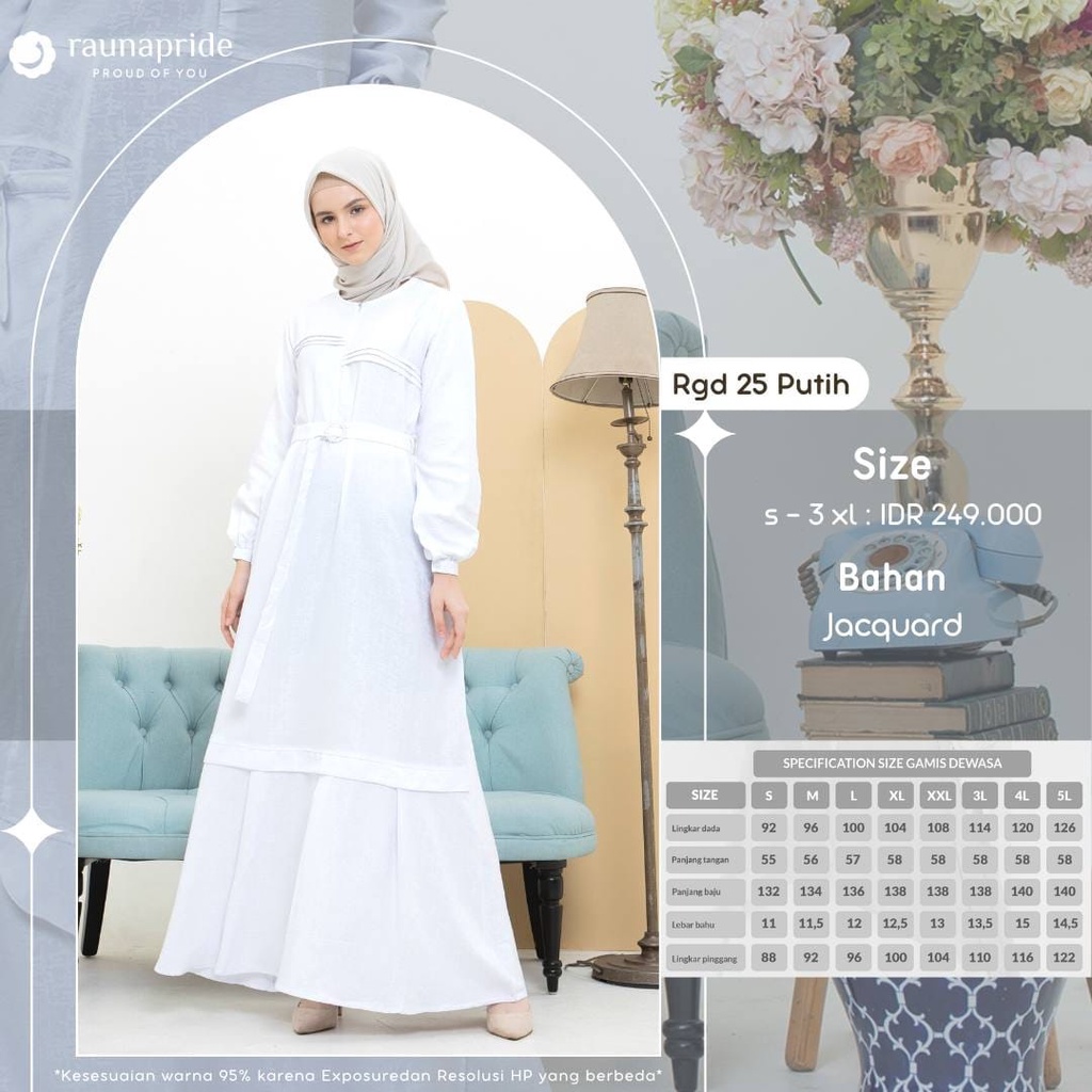 GAMIS TERBARU RAUNA RGD 25 PUTIH