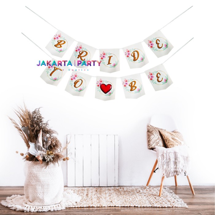 Banner Bride To Be Putih / Bunting Flag Bride To Be / Party Flag Bride