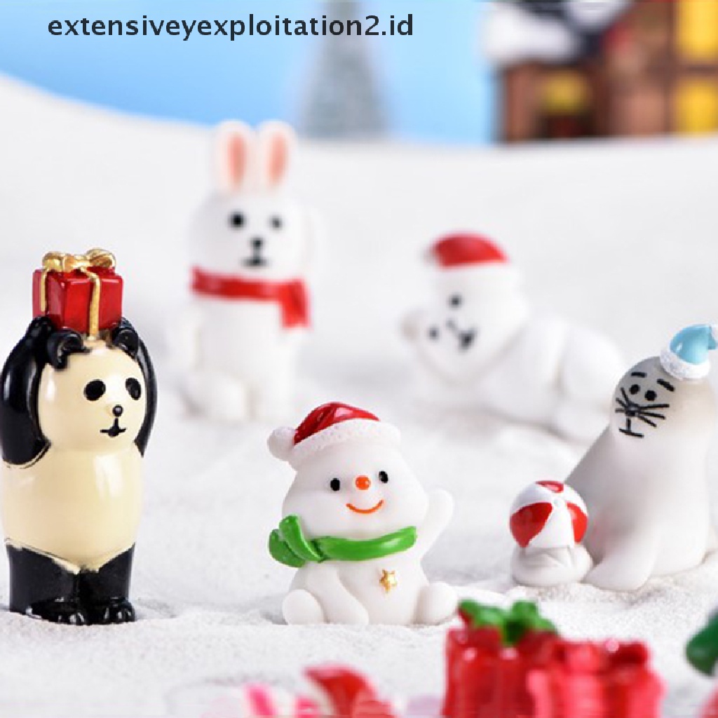 1 Pc Miniatur Figure Snowman Santa Claus Bahan Resin