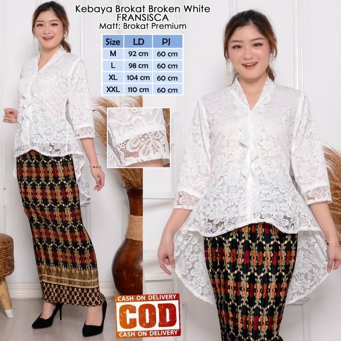 Atasan Kebaya Brokat Putih Elegan Mewah|Kebaya Akad|Kebaya Kondangan
