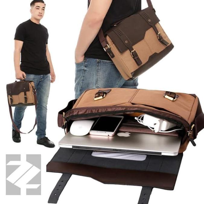 Tas Selempang Kulit Kantor / Tas Laptop Pria 14 Inch Hoozler Helmer