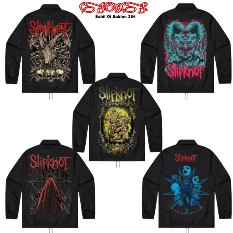 JAKET COACH BAND SLIPKNOT Band metal WINDBREAKER COACH JACKET pria wanita dewasa HITAM BEST SELLER