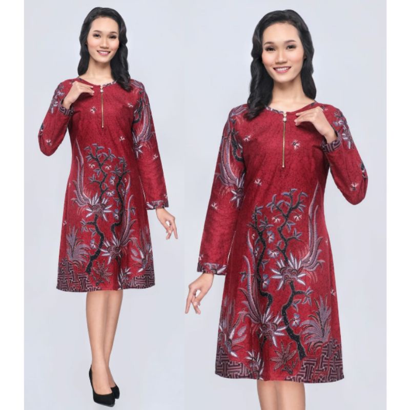 Dress Batik Wanita Jumbo 4L-5L Tunik Batik Big Size XXXL Seragam Batik Couple VVP