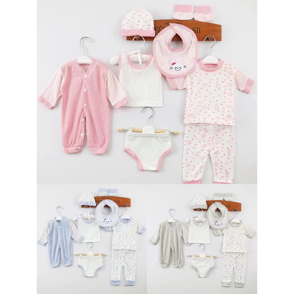 new Baby Clothes Set jumper bayi 8 set Baby Bodyset 8in1 Baju Anak 0-9 bln  / Baju Bayi Set / Pakaian Bayi / Hampers Murah Jumper Mitten booties Knot Hat bib panties