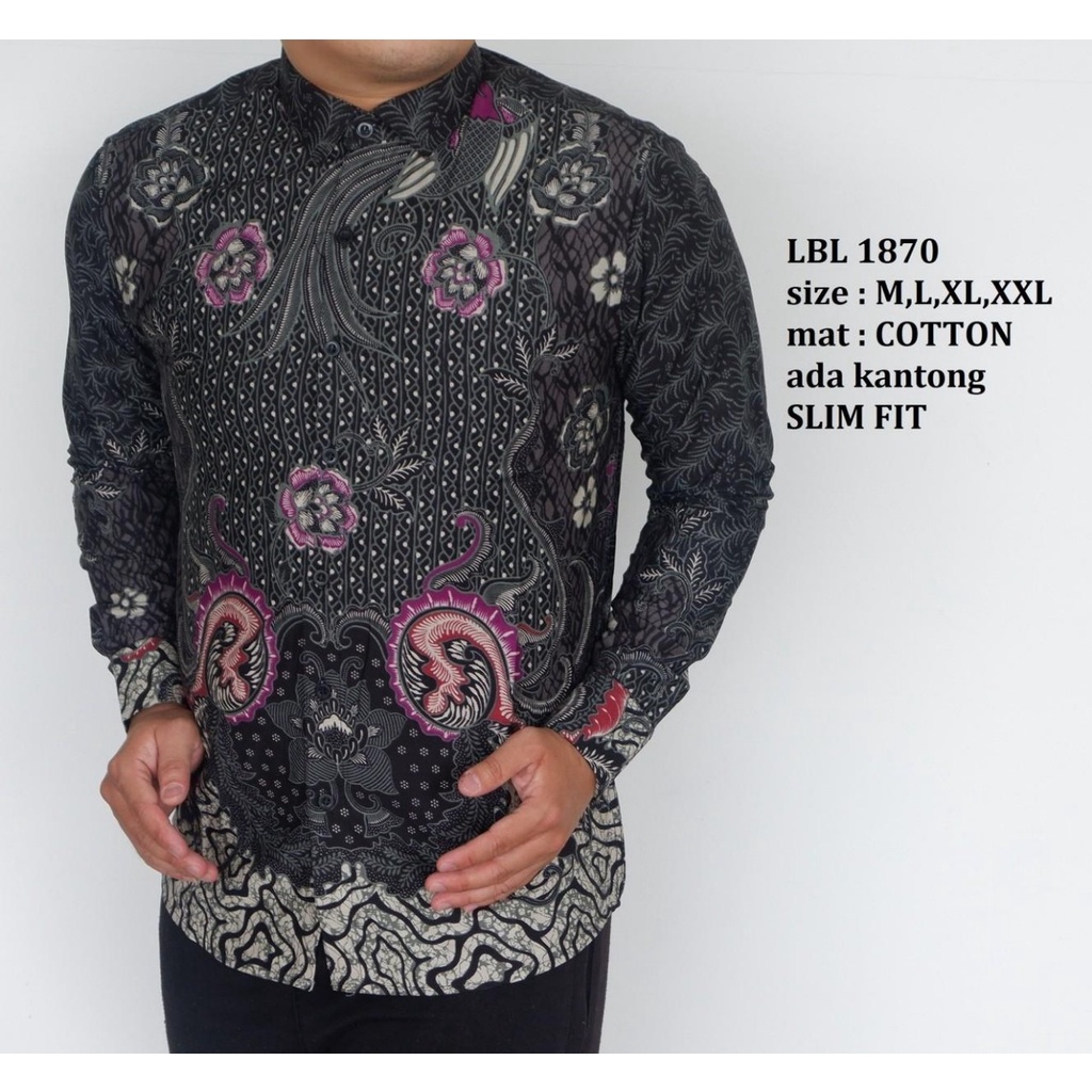 KEMEJA BATIK PRIA SLIM FIT LENGAN PANJANG BAJU BATIK PRIA LBL1870