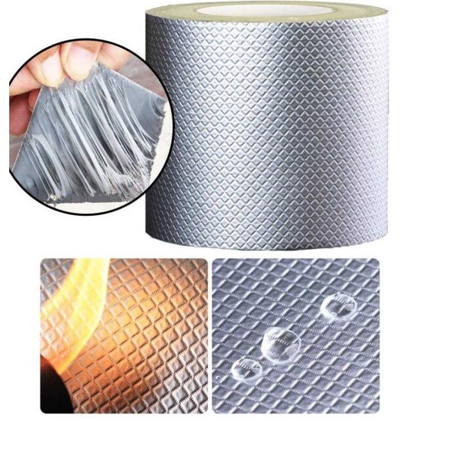 

Lakban Tambal Atap Bocor Aluminium Foil Butyl Rubber Tape 20CM X 5M