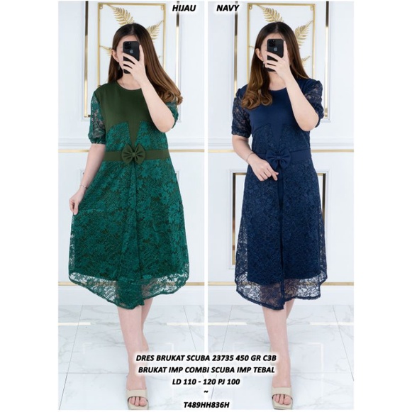 Dress Scuba Brukat Pita 2373 /ld 110-120