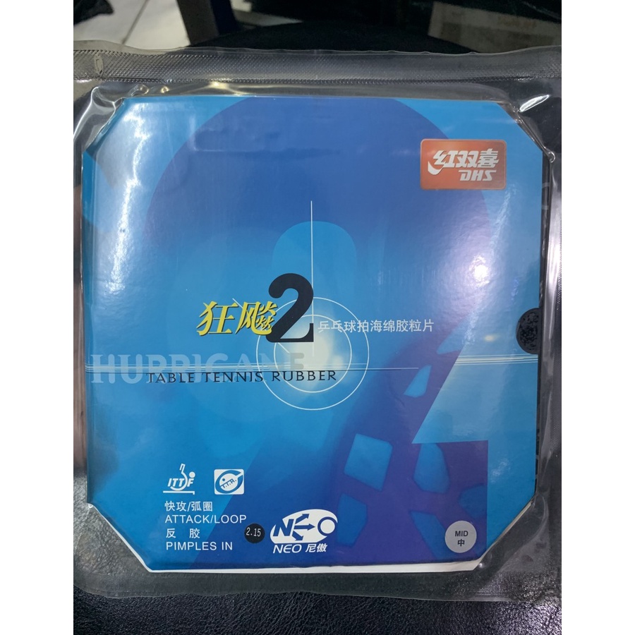 DHS HURRICANE 2 NEO HARD RUBBER/KARET PINGPONG TENIS MEJA BAT BET