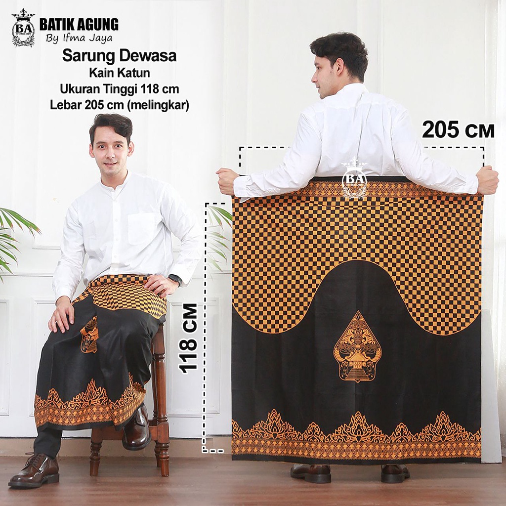Sarung Katun Dewasa Motif Gunungan Wayang Sogan