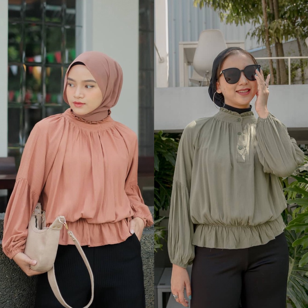 (MGA) BLOUSE BABYSHA OVERSIZE ATASAN WANITA KEMEJA AIRFLOW CRINCLE