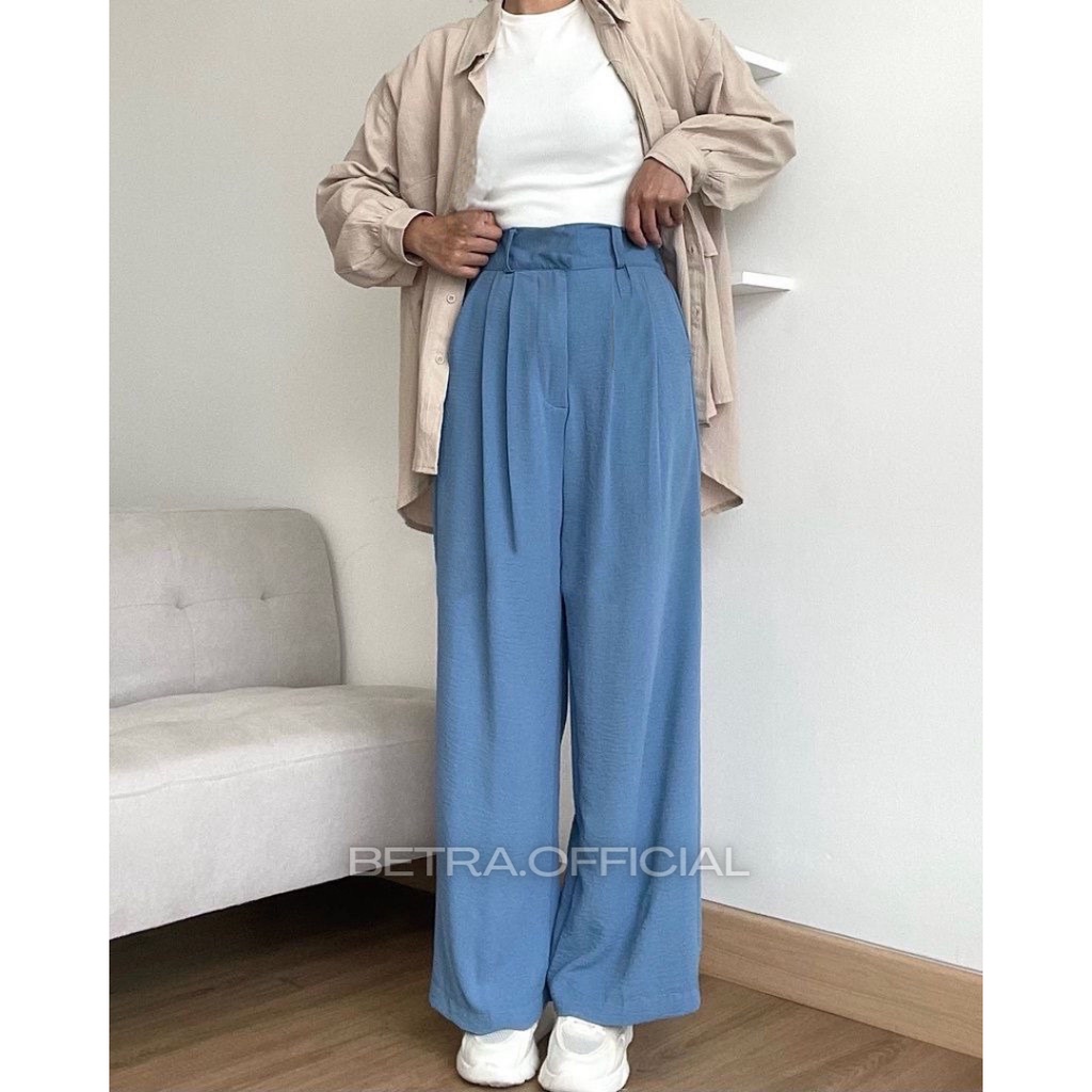 Celana Kulot Crinkle Hightwaist Wanita Loose Cullote Pants