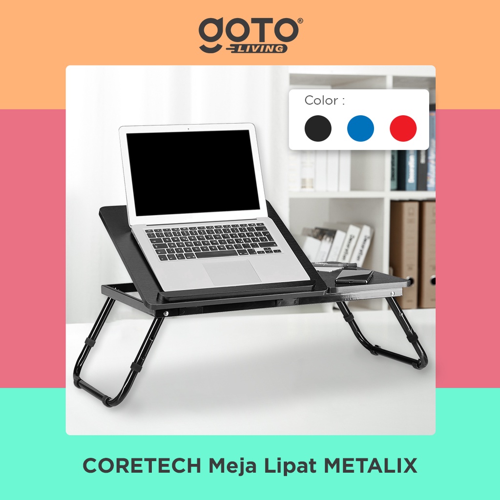 Coretech Metalix Meja Laptop Lipat Portable Belajar Serbaguna