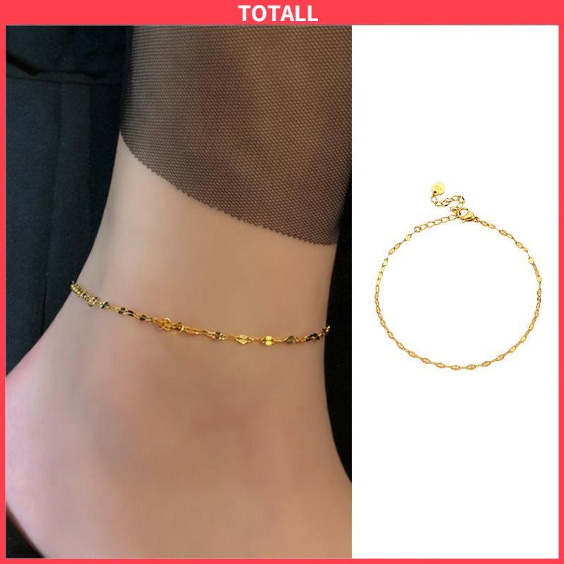 COD Gelang Kaki Titanium Lapis Emas 24k Gold Anti Luntur  Anti Karatan-Totall