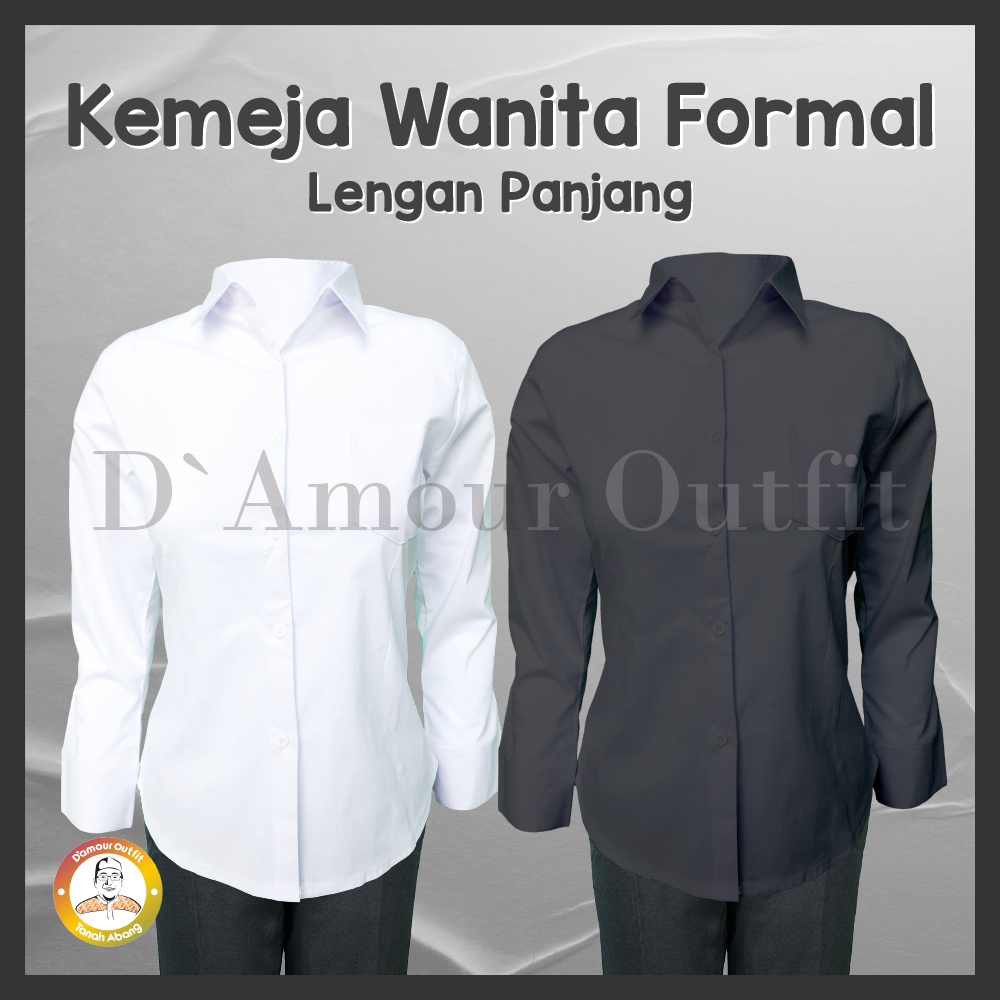 Kemeja Formal Wanita Lengan Panjang Warna Putih Hitam Polos Pakaian Kerja Kantoran Perempuan Bahan Katun Premium Baju Atasan Celana Clana Kantor Cewek Tangan Pendek Korean Style Jas Blazer Cardigan Blezer Rok Casual Jumbo Big Size Oversize Crinkle Import