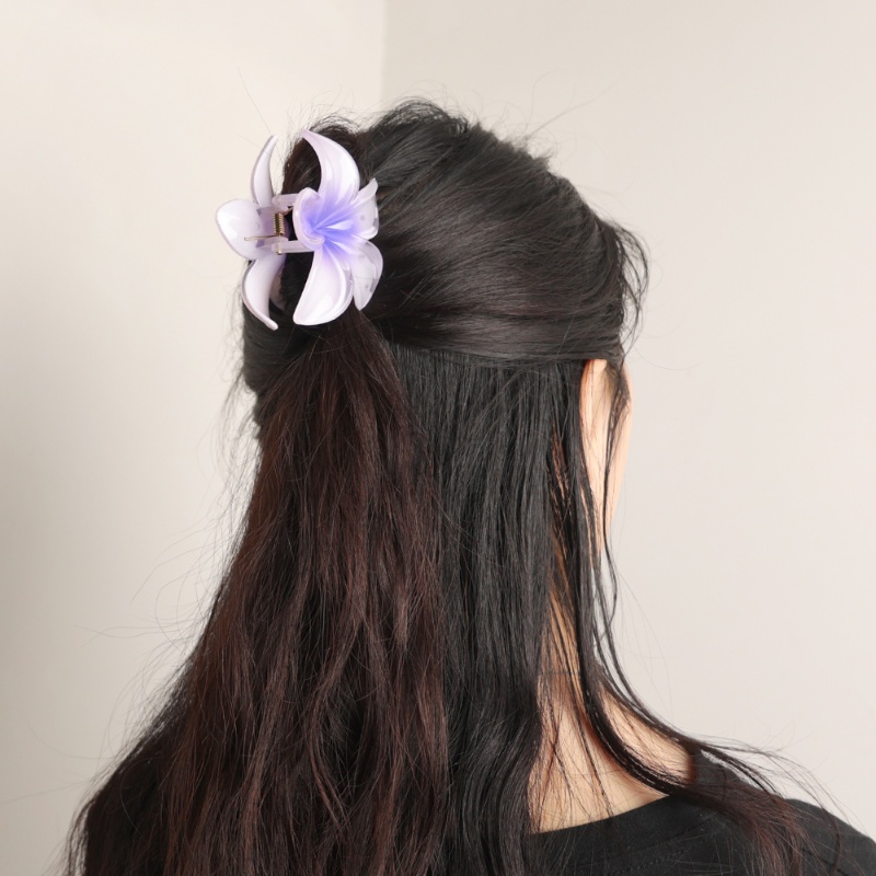 Jepit Rambut Ponytail Bentuk Bunga Lili Bahan Resin Untuk Wanita