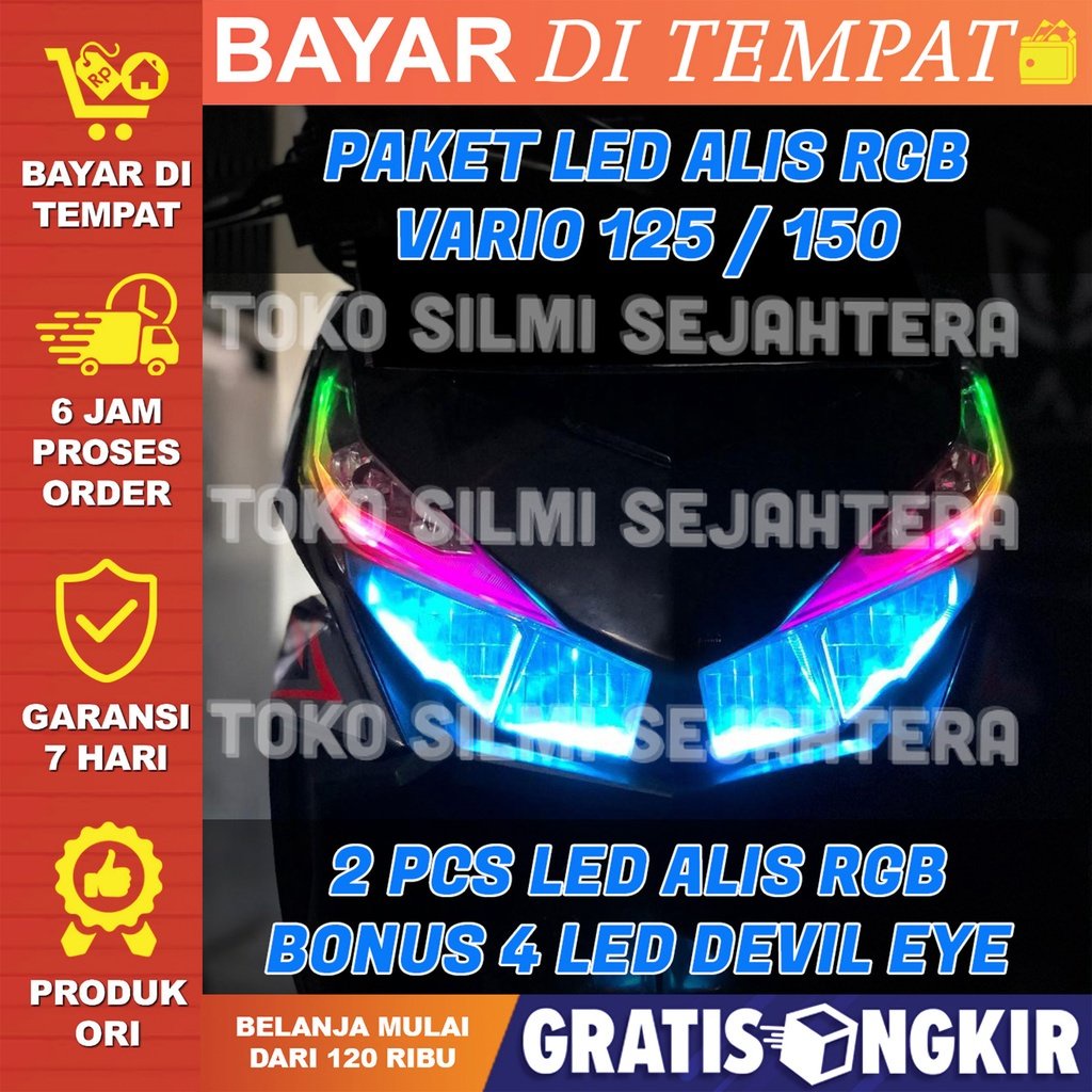 LAMPU ALIS RUNNING RGB VARIO 125 VARIO 150  BONUS DEVIL EYES LAMPU ALIS DRL RUNNING