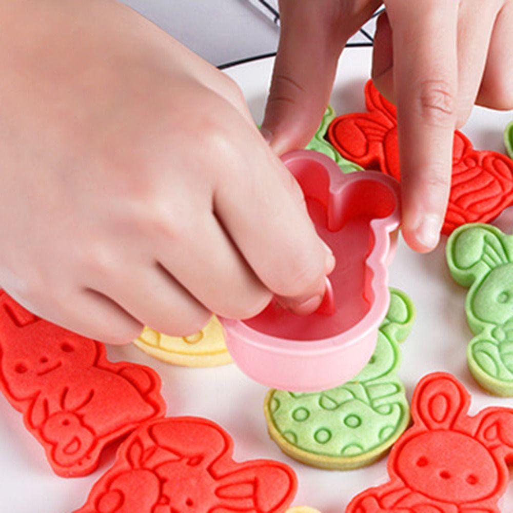 Preva 8pcs/set 3D Easter Rabbit Food Fondant Pastry Dekorasi Plunger Cookie Cutter