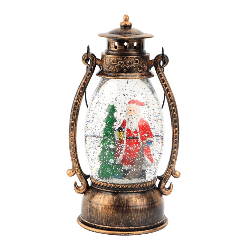 Lampu Pajangan Natal Snowball Kotak Dekorasi Musik Natal Lampu Lentera Chrismast santa Clause Glitter Hiasan Rumah