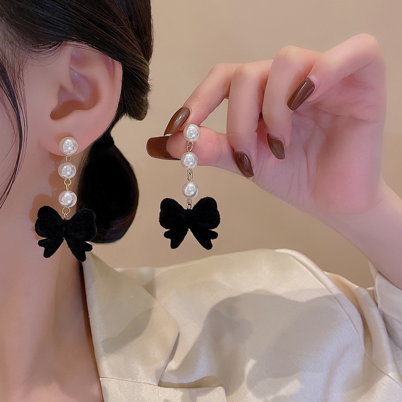 Anting Tusuk Sterling Silver 925 Model Pita Dengan Mutiara Mewah Untuk Wanita