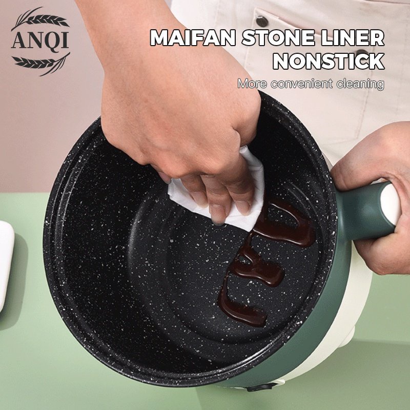 ANQI 1888 Panci Listrik Serbaguna Panci Anti Lengket 1.8L- Portable Fry Pan Free Kukusan VS-1855