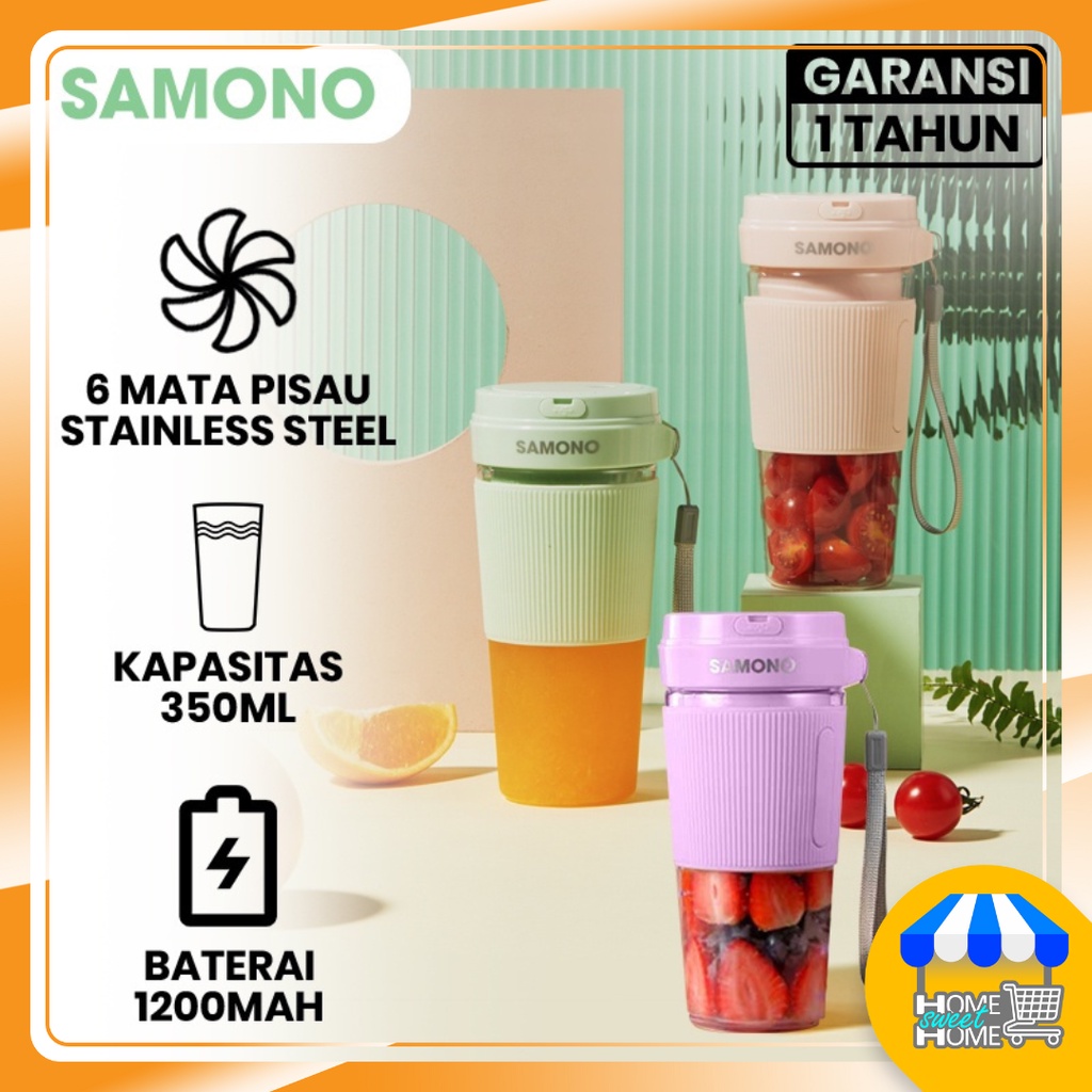 Samono SWY9 Mini Blender Juicer Portable USB Mini Cup Samono Multifungsi Rechargeable 6 Mata Pisau