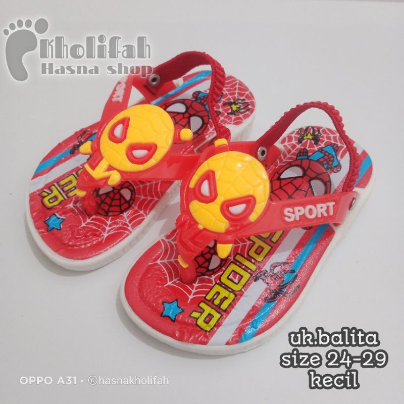 sandal bayi bunyi cit-cit karakter Spiderman/Doraemon lucu murah