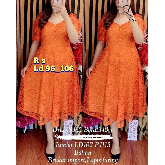 dress brukat Empire kekinian variasi kancing