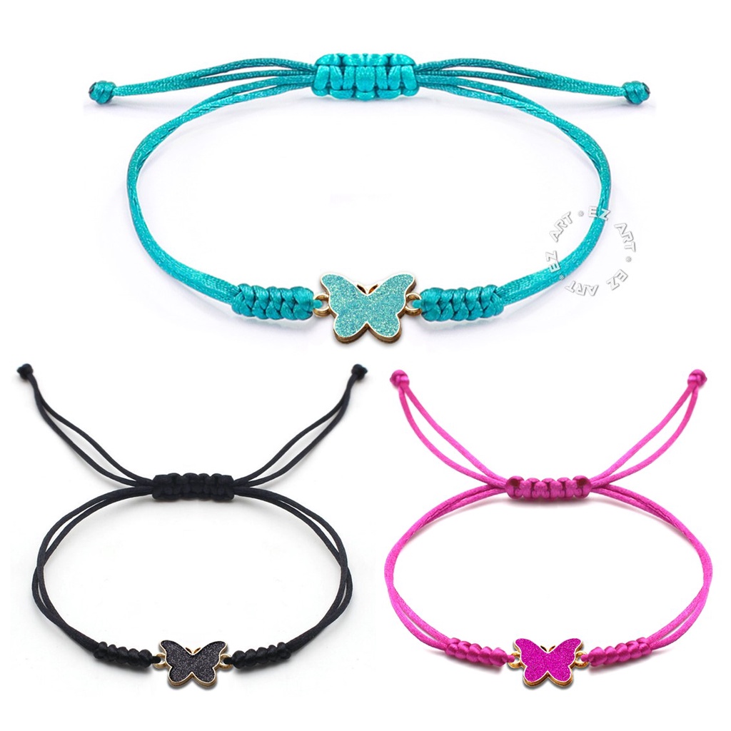 GELANG KONEKTOR KUPU-KUPU BUTTERFLY TALI SATIN SERUT LEMBUT WARNA WARNI ADJUSTABLE UNTUK WANITA