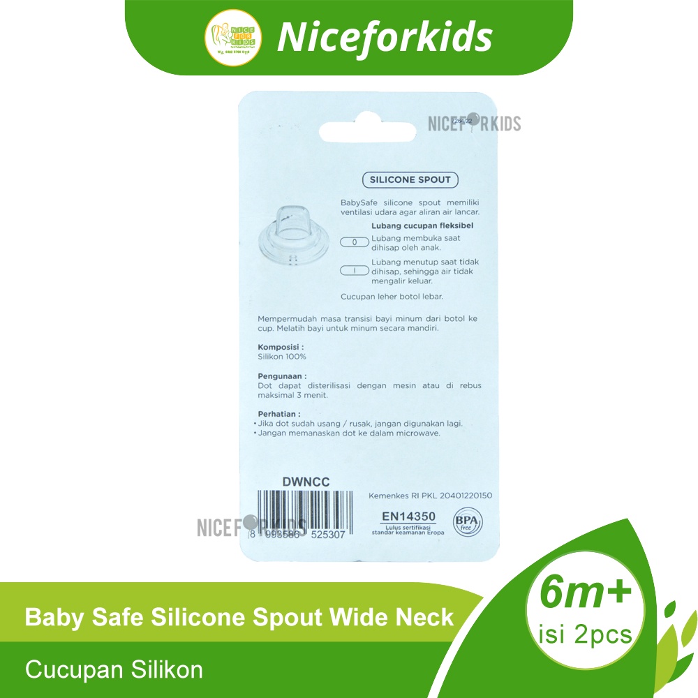 Baby Safe Nipple Spout Cup (DWNCC) / Wide Neck Nipple / Dot Botol Bayi