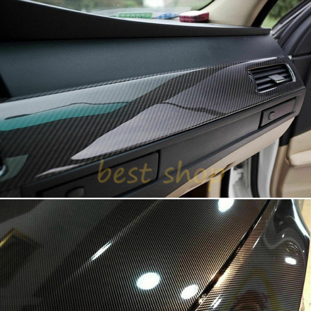 Roll Stiker Vinyl Wrap Carbon Fiber 7D Tahan Air Ukuran 30cm x 152cm / 12inch x 60inch Untuk Mobil