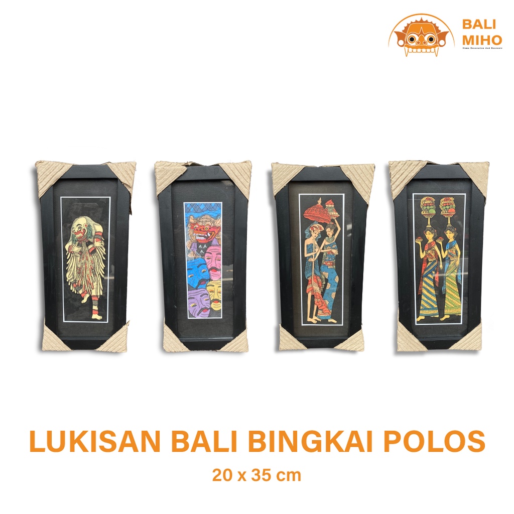 Lukisan Tradisi Bali Bingkai Polos Ukuran 20 x 35 cm - Lukisan Bali - Lukisan Bingkai Bali - Bingkai