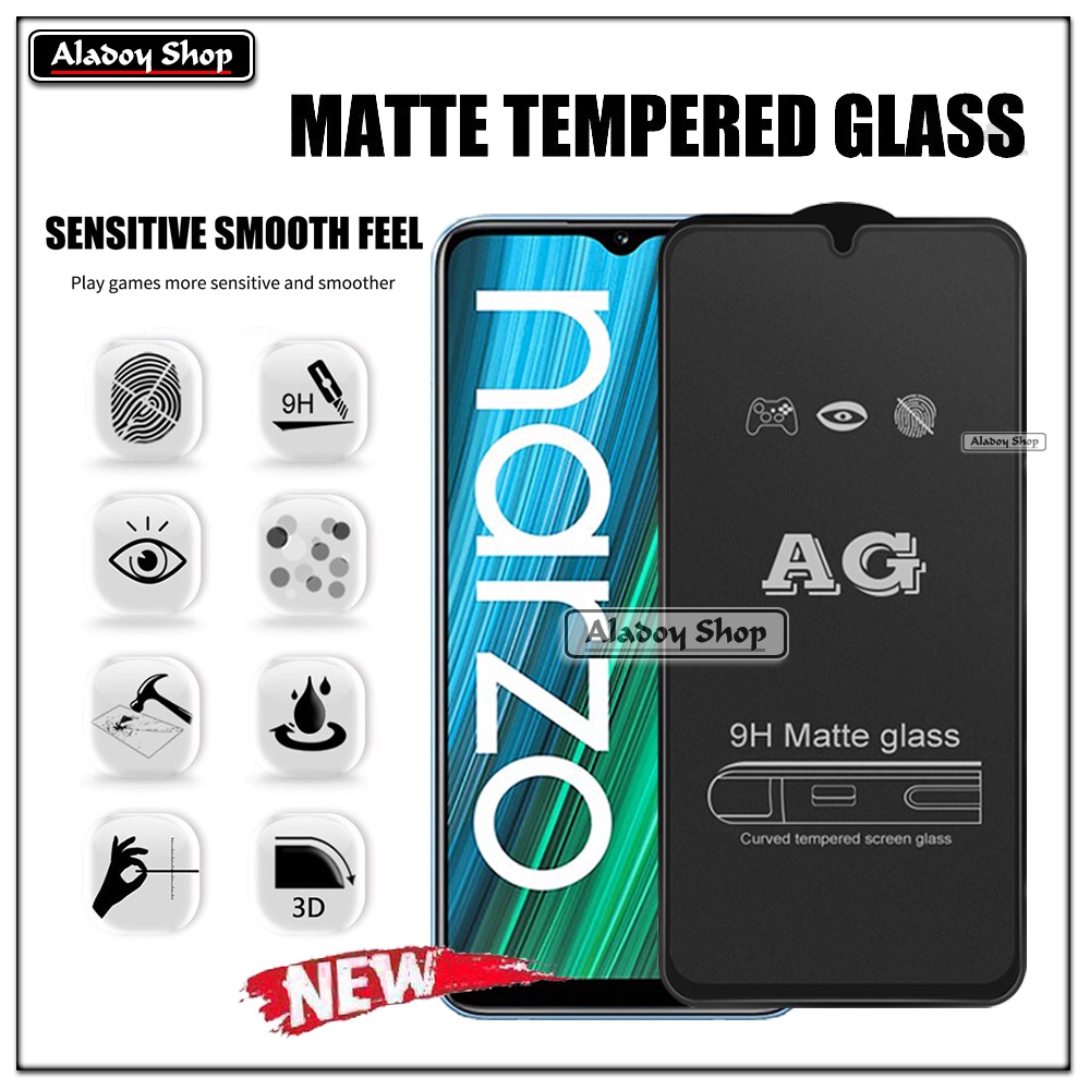 Realme Narzo 50A PAKET 2IN1 Tempered Glass Matte Anti Glare Full Layar dan Tempered Glass Kamera