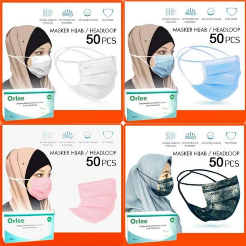 MASKER ORLEE HIJAB 1 Box isi 50pcs