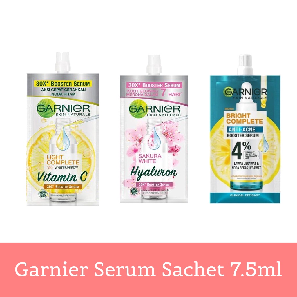 ☘️Yuri Kosmetik☘️ Garnier Serum 7.5ml / Bright Complete Booster Serum 30x 7.5ml / Sakura Booster Serum 30x 7.5ml / Anti Acne Serum 7.5ml