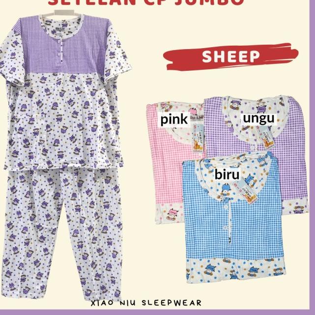 Setelan Baju Tidur Kaos Jumbo Celana Panjang Siu Lie - Flower, Kuning